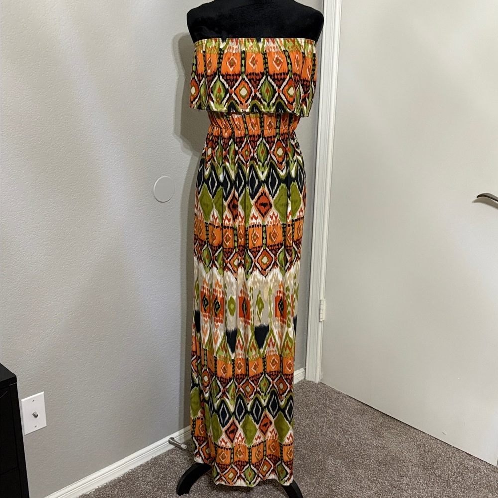 Colorful Strapless Maxi Dress
